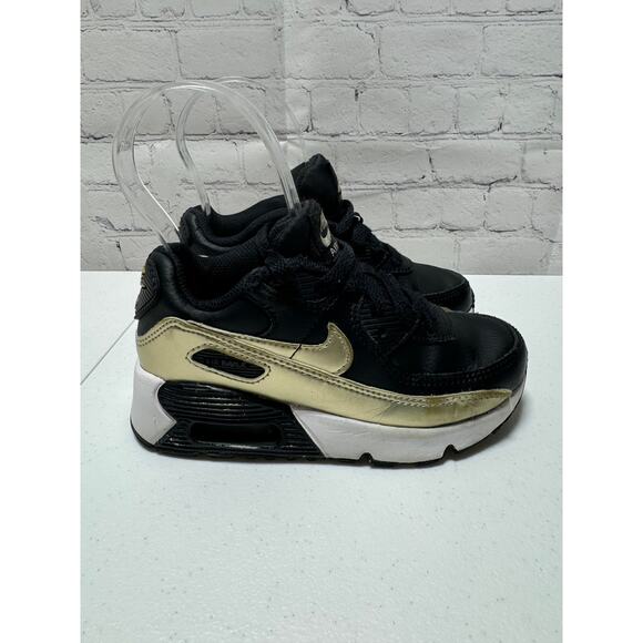 Toddler Nike Air Max 90 LTR sneakers size 11c black and gold - Picture 5 of 11